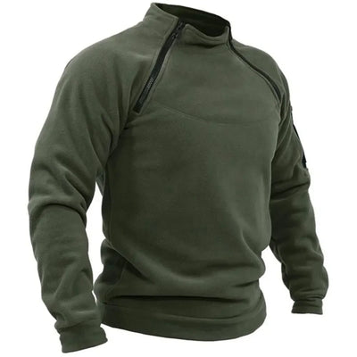 "Men's Fleece-Lined Military Zipper Pullover"