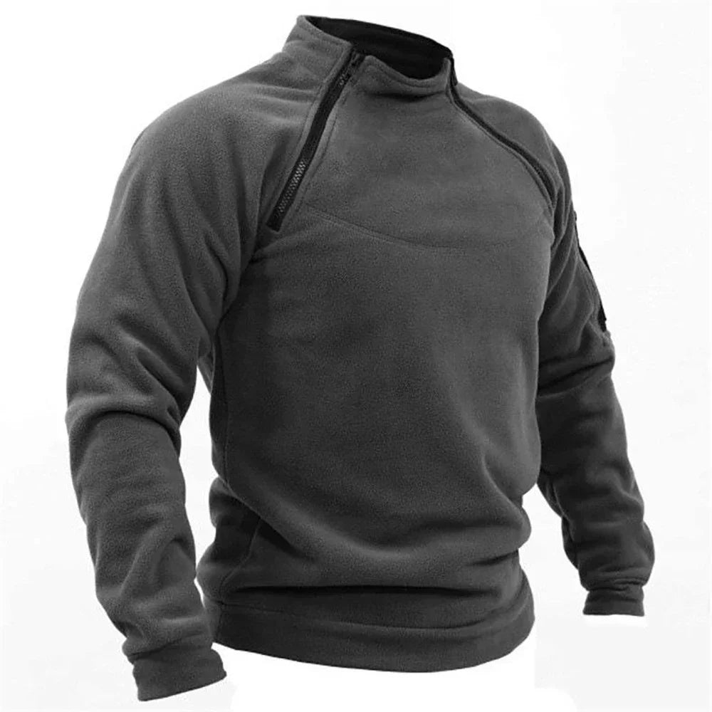 "Men's Fleece-Lined Military Zipper Pullover"