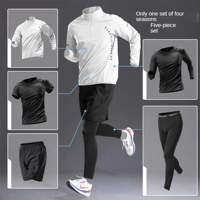 "Men's Quick-Dry Zipper Sports Set - Long-Sleeve Training Shirt for Running, Cycling, & Gym"