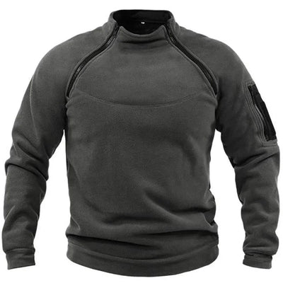 "Men's Fleece-Lined Military Zipper Pullover"