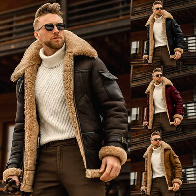 Leather Fur Integrated Men's Jacket