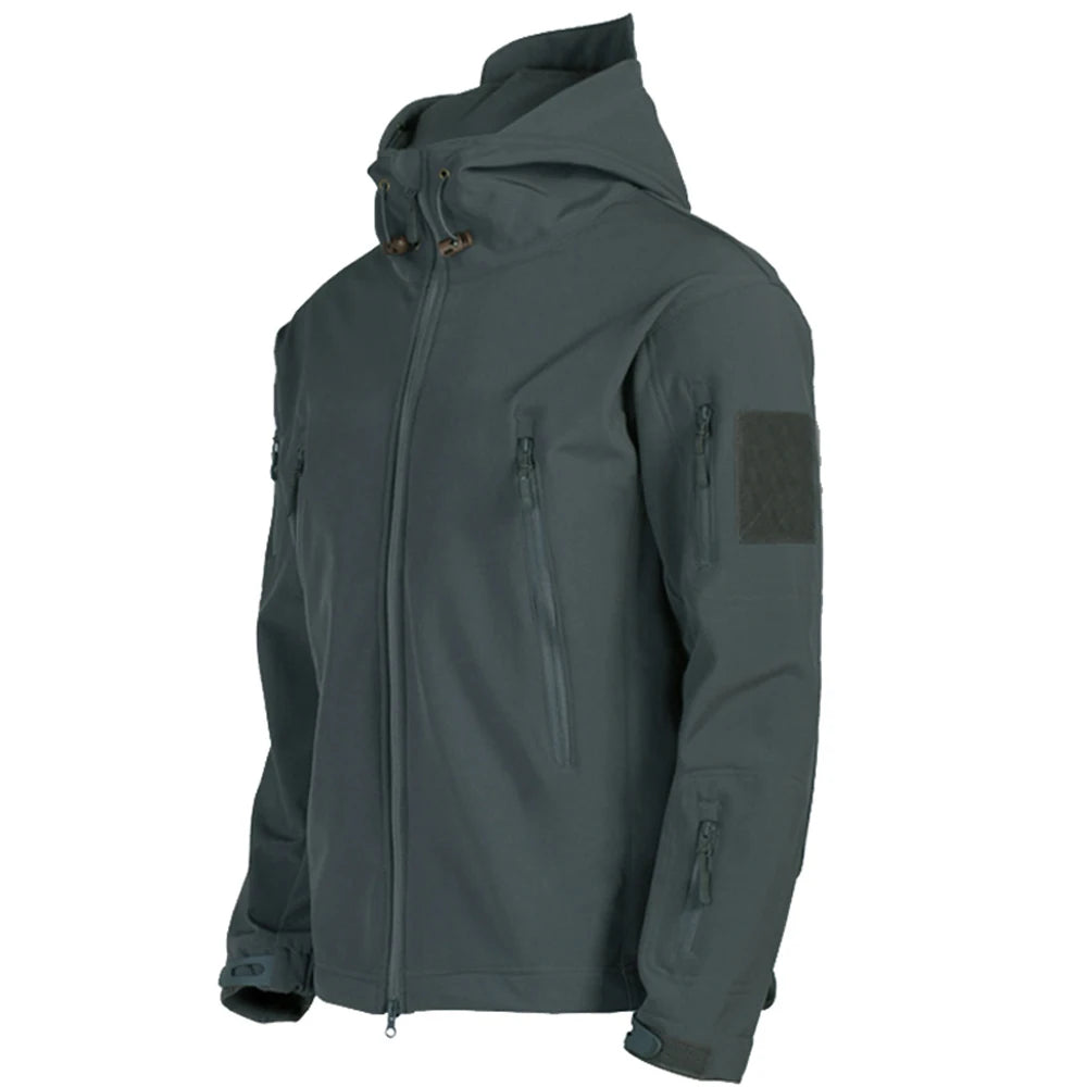 "Men's Tactical Shark Skin Jacket – Windproof & Waterproof Combat Coat"