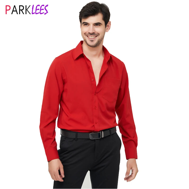 Red Stretch Dress Shirts