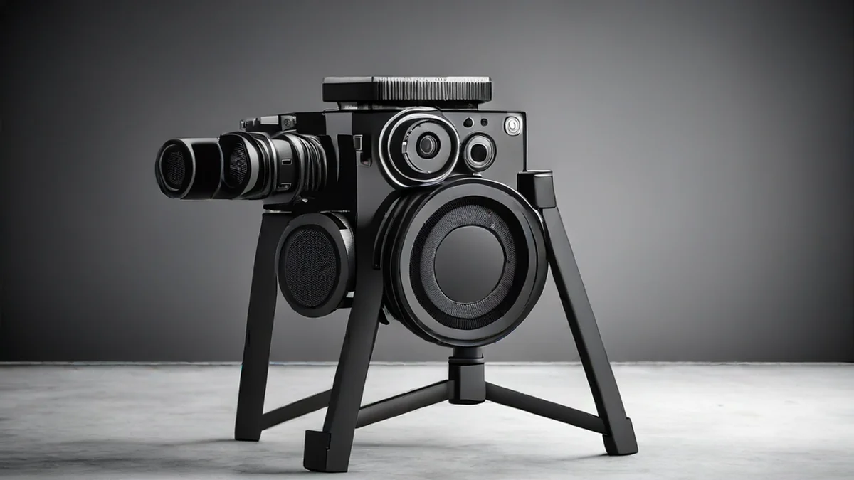 Caméra mirrorless professionnelle fixée à un tripiede pour une prise de vue stable.