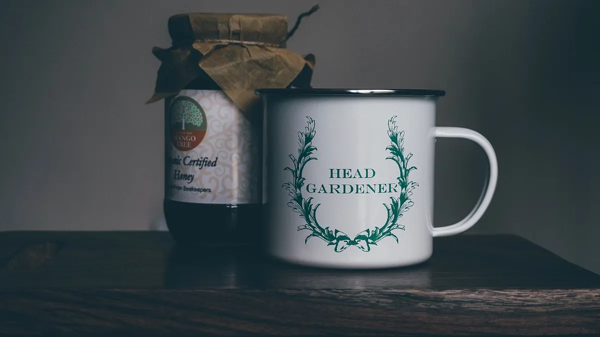 mug, wooden, table, bokeh, blur, indoor, quote, statement, words, fashion, blue fashion, blue table, blue bokeh