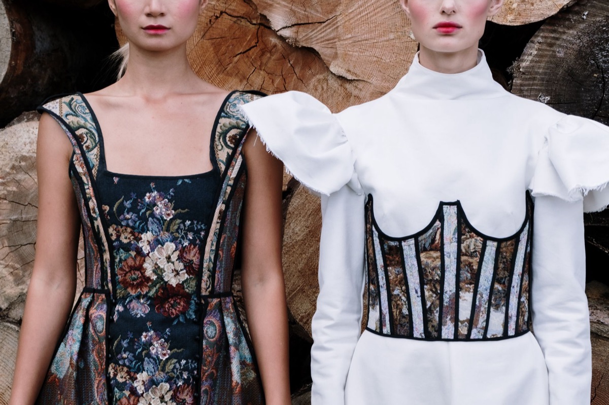 Close-up of avant-garde garment structure